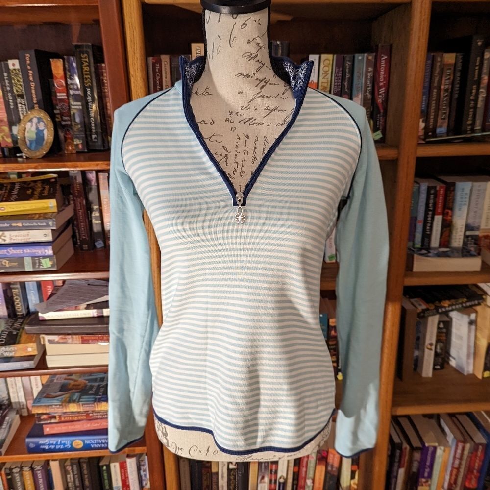 CLOVER long sleeve 3/4zip xs cycling/running shirt blue stripe
